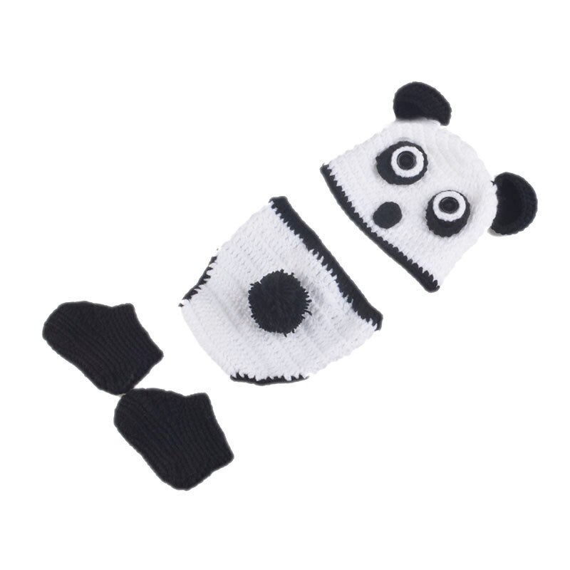 Lovely Panda Baby Boy Hat Pants Shoes Set Knitted Baby Photography Props Animal Baby Outfits MZS-16010: Default Title