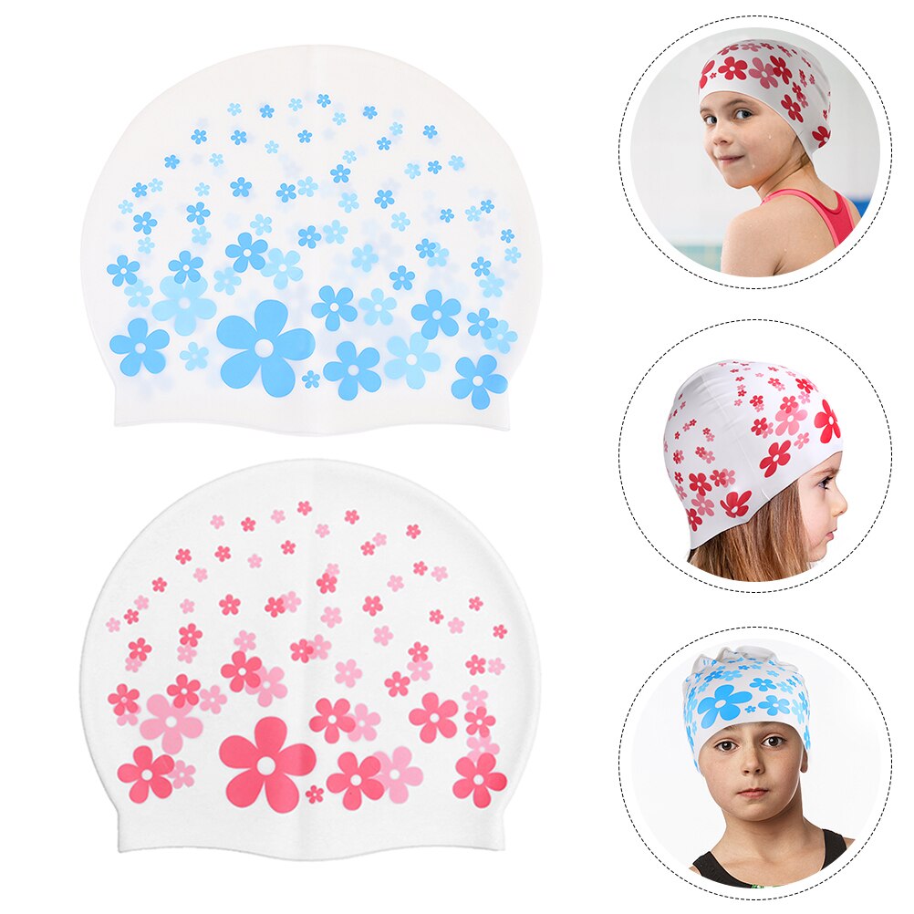 2pcs Unisex Swim Hats Lightweight Swimming Hats Silicone Swim Caps Elastic Caps