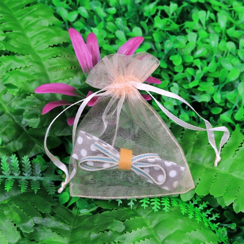 100PCS Sheer Organza Bags Mesh Drawstring Bags Jewelry Wedding Party Baby