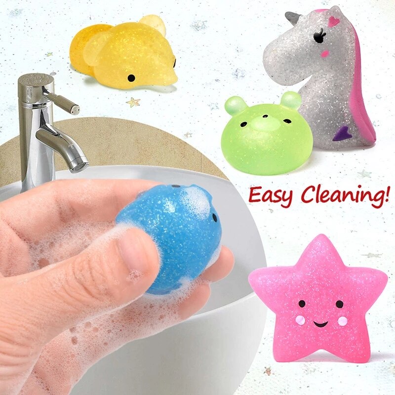 Stijl Glitter Mochi Squishy Leuke Huisdier Seal Mini Verlicht Druk Squeeze Speelgoed Stress Relief Kids Klaslokaal Schat Doos Speelgoed