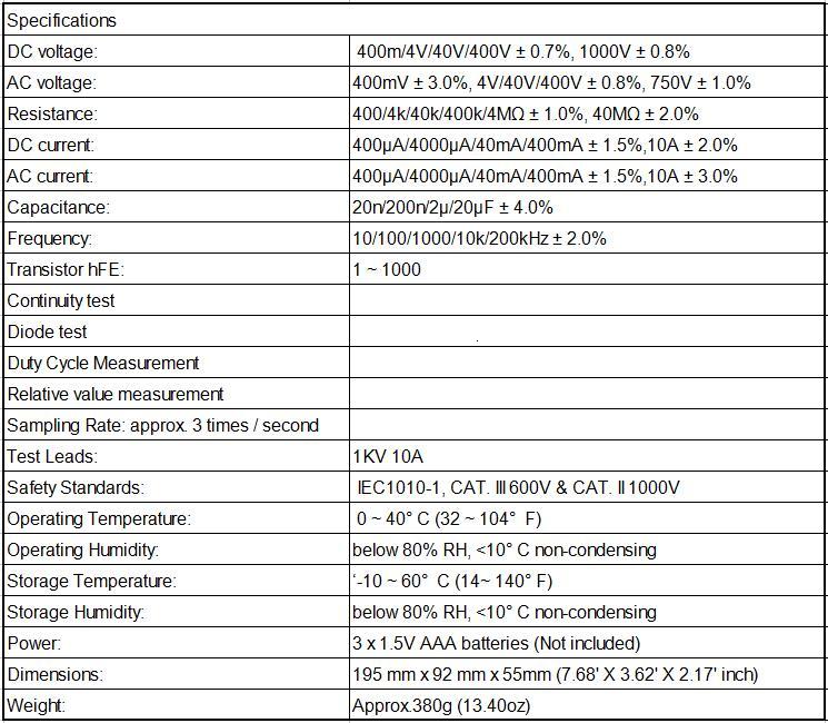 MASTECH MS8268 Auto Range Digital Multimeter AC/DC Voltage Tester ohm Frequency Capacitance Meter diode test