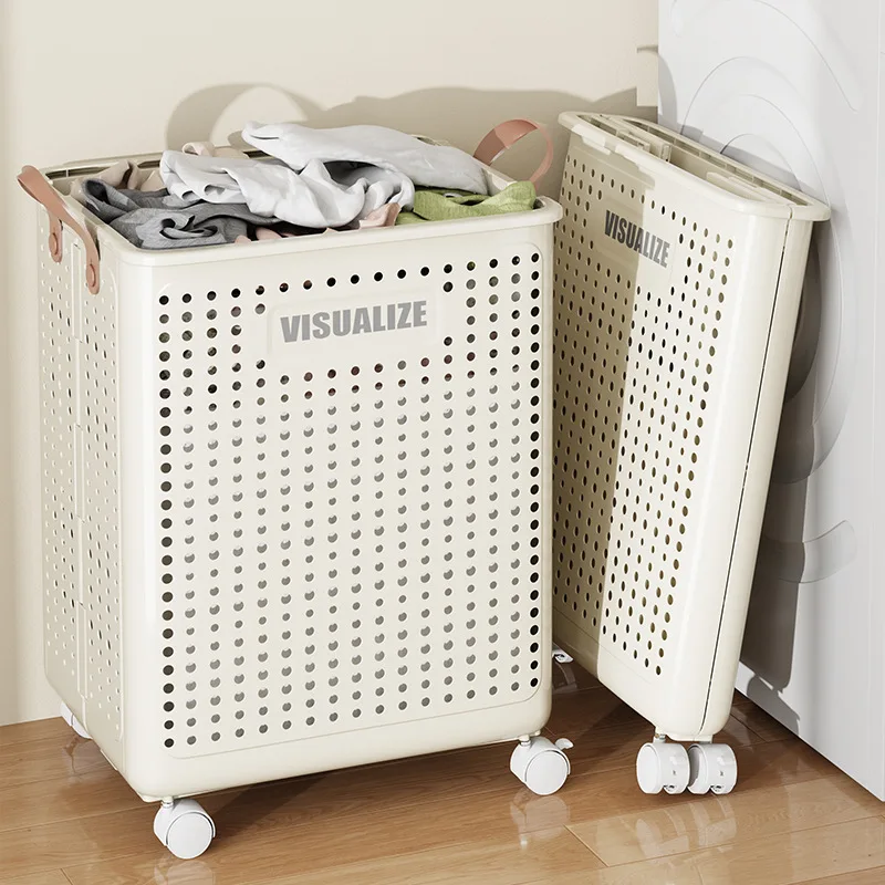 Laundry Basket With Wheels Large Folding Dirty Clothes Basket Multifunction Organizer For Dirty Clothes Laundry Room