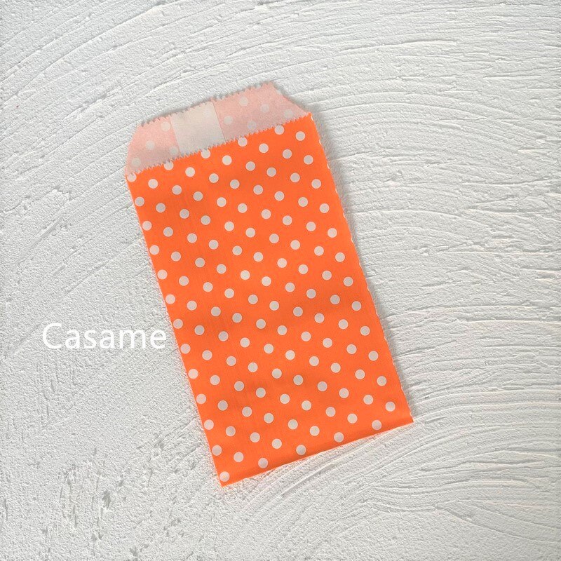 Sacs à bonbons biodégradables pour friandises, 100 pièces 8x15 cm, sacs en papier pour de fête, sac artisanal en papier imprimé à pois, sac de boulangerie, de mariage pour enfant: Orange Dot