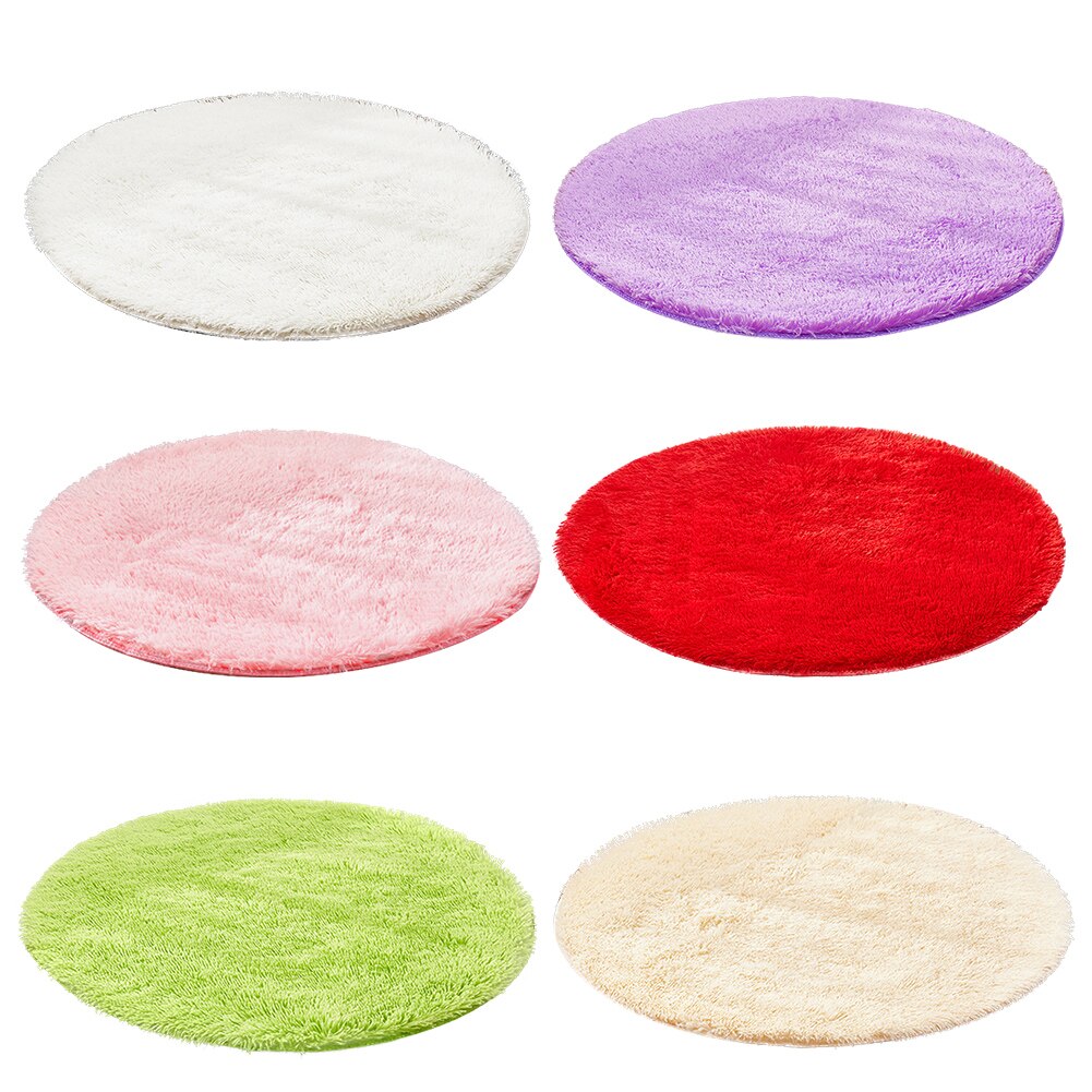Super Soft Round Carpet Mat Fluffy Rugs Anti-Skid Shaggy Area Rugs Livingroom Bedroom Carpets Home