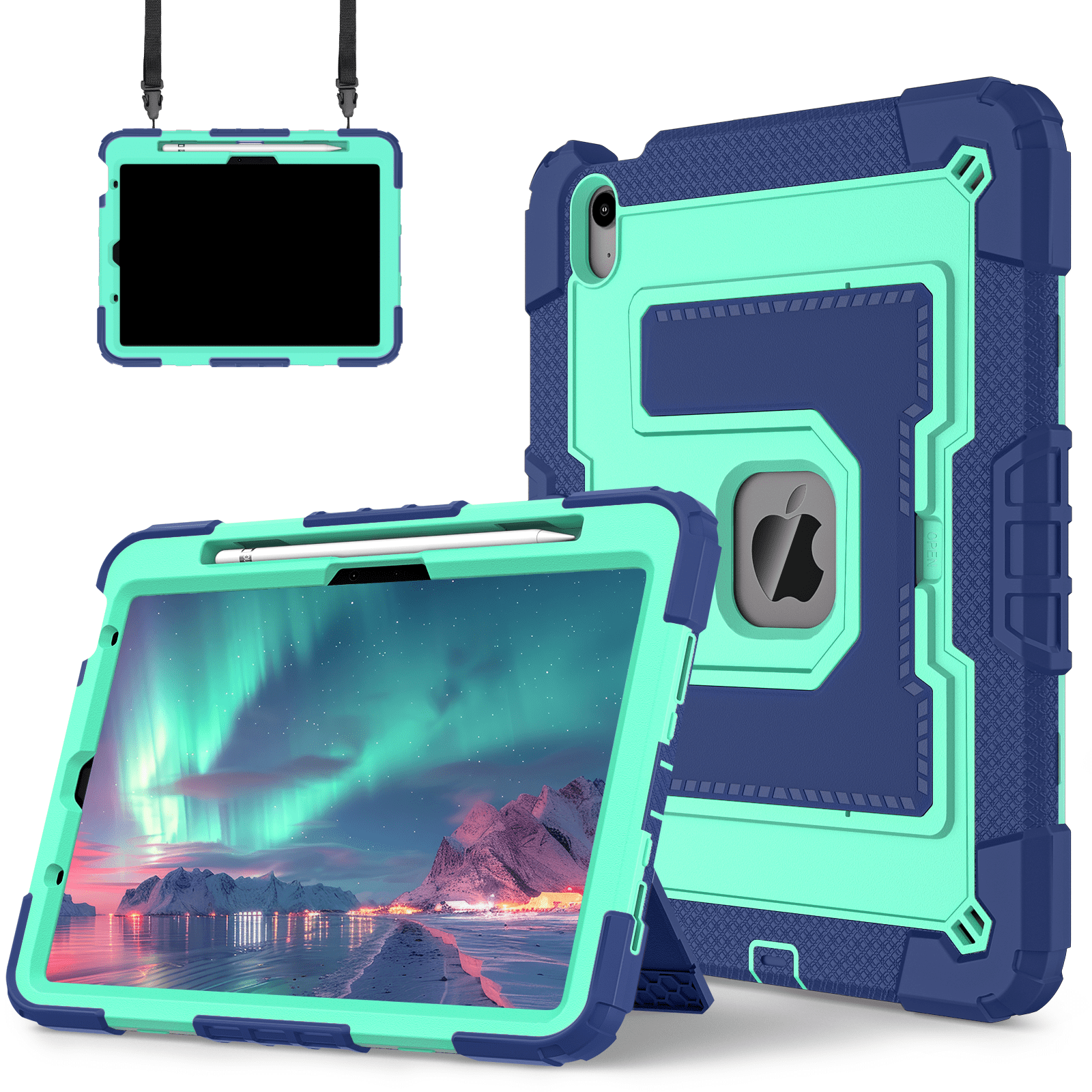 Tabletcover til ipad air 4 5 6th , roterende håndtag, stativ med pennebakke, stødsikkert, robust cover, sikker, giftfri, blød silikone: Ipad air (m3)11- tommer / Andet