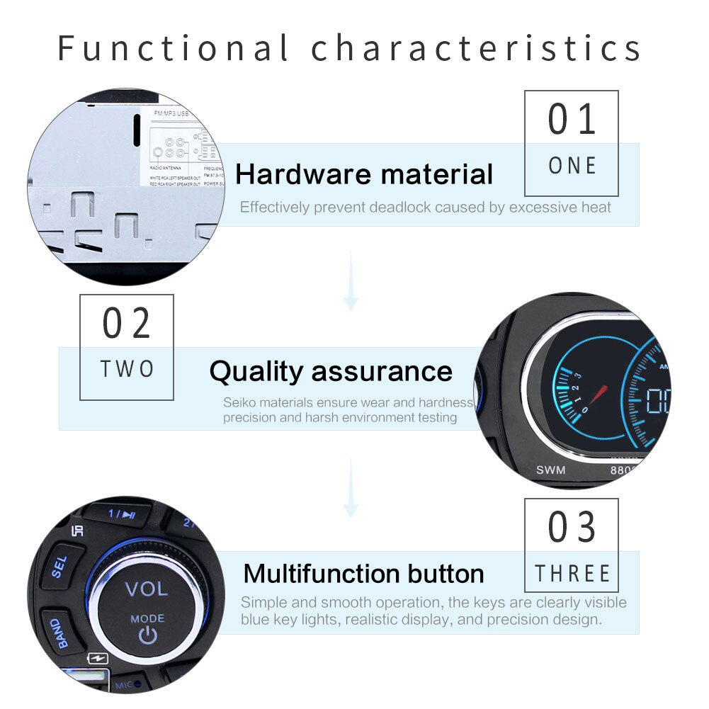 SWM 8809 1 Din Car FM Radio Dual USB Charging Runway Display Car MP3 Card U Disk AUX Radio Bluetooth Music Player