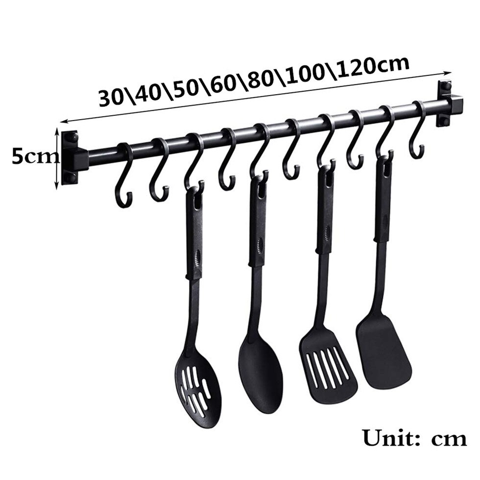 Matte Black Keuken Haak Rack Pantry Bar Plank Amerikaanse Stijl Ruimte Aluminium Frame Ware Gebruiksvoorwerp Tool Opslag