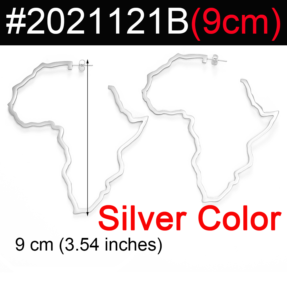7CM/9CM Outline Africa Map Big Earrings Exaggerate Earring African Jewelry Traditional Ethnic Hyperbole Earrings #201121: Gold-color