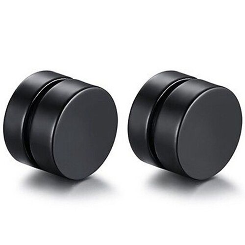 Men Round Stainless Steel Magnetic Clip On No Piercing Ear Stud Earrings jewelry charm earrings