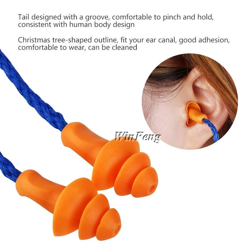Soft Silicone Corded Ear Plugs ears Protector Reus... – Grandado