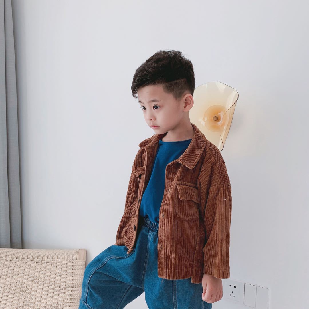 Børne efterårsjakke koreansk børn fløjlsjakke baby drenge løse afslappede frakker outwear jakke til drenge 2-8y