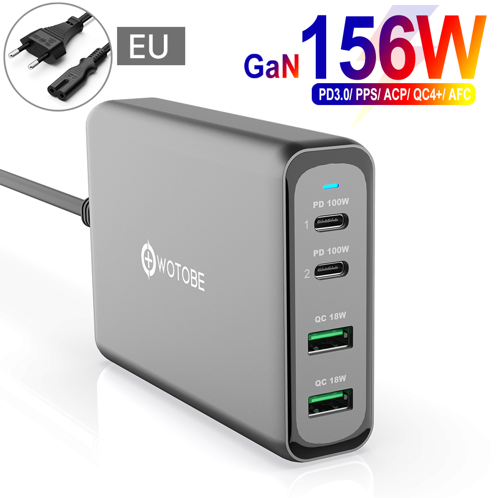 156W Gan Opladen Station, usb C PD100W Super Fast Charger 2.0 Pps Voor Samsung Lenovo Think Pad Yoga Acer Hp Dell Lg Gram Laptop: EU