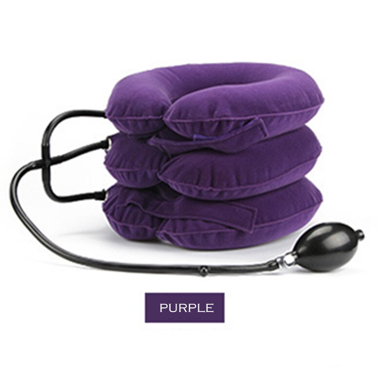 Cou tracteur gonflable Air dispositif de Traction cervicale soutien oreiller collier vertèbre orthopédie Massage Relaxation orthèse: purple