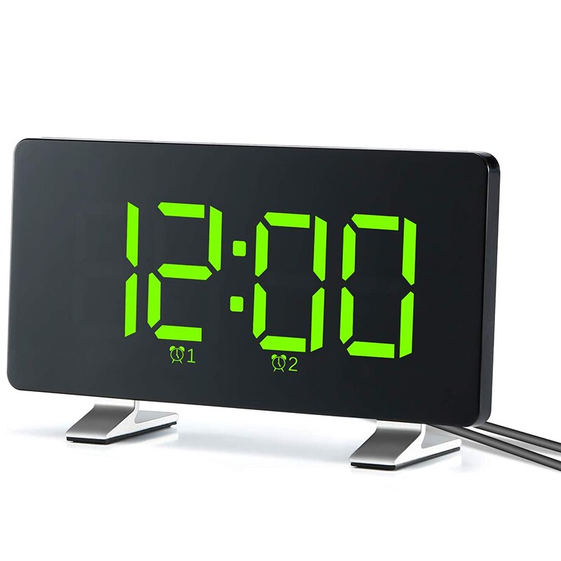 Alarm Clocks for Bedrooms with FM Radio, Dual Alarms, 6.7Inch LED Sn, USB Port for Charging, 4 Brightness, 12/24H: Default Title