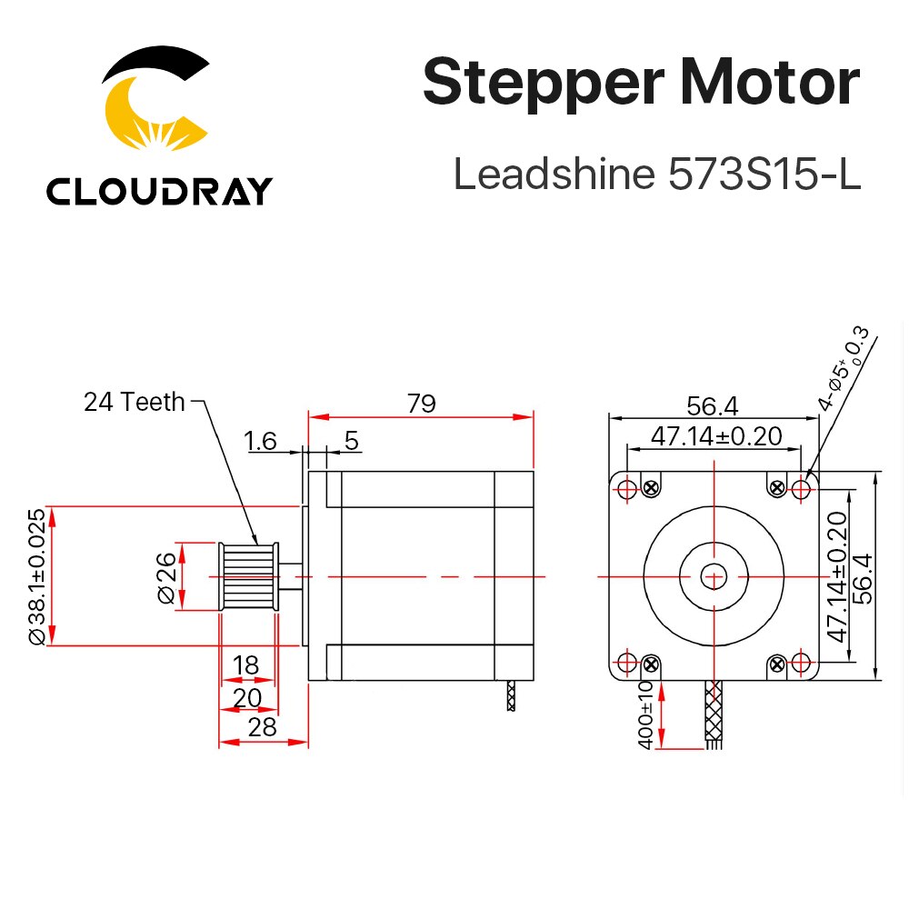 Cloudray Leadshine 3 Phase Stepper Motor- 573S15 573S15-L für NEMA23 5,8 EINE länge 76mm Welle 8mm