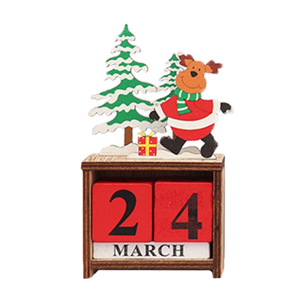 Utilería para fotografía, calendario para el hogar, Decoración de mesa bonita artesanal, portátil, árbol de Navidad, Festival, cuenta atrás, bloque de de madera: Elk