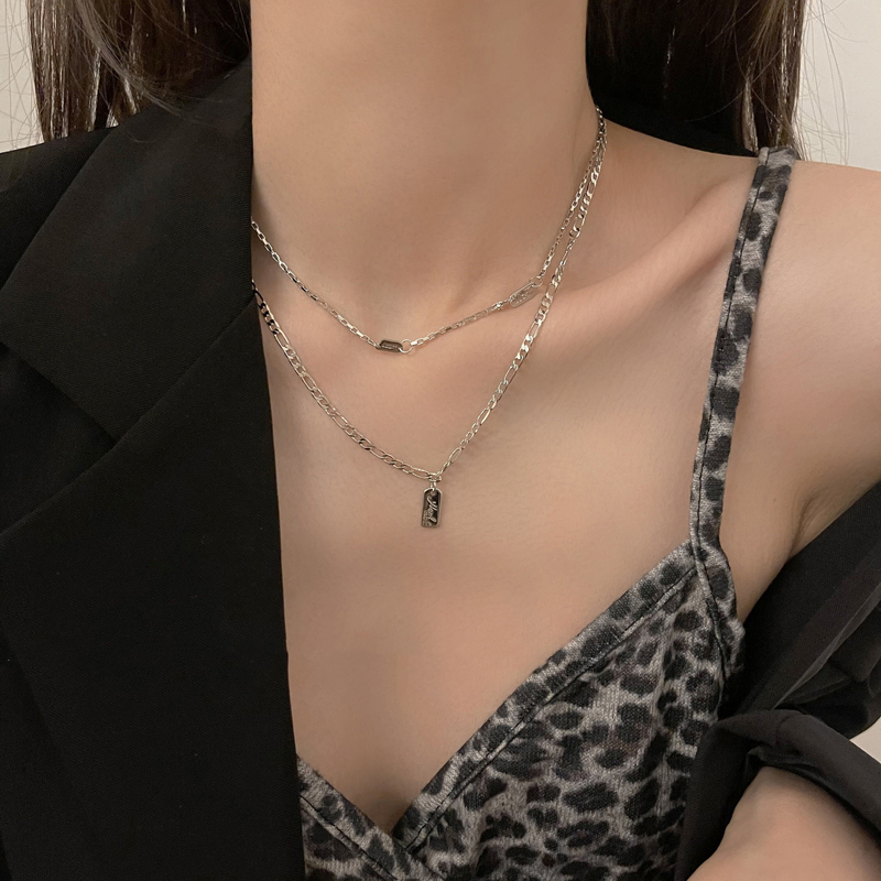 Dainty Zirconia Vlinder Hanger Ketting Voor Vrouwen Punk Zilver Kleur Gelaagde Keten Koreaanse Leuke Choker Mode-sieraden: 2.Square