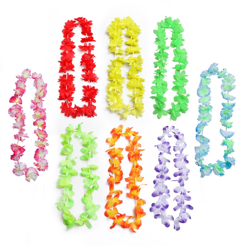 50 unids/lote Leis hawaianos guirnalda Artificial collar Hawaii flores Leis diversión de la Playa Corona suministros DIY Decoración
