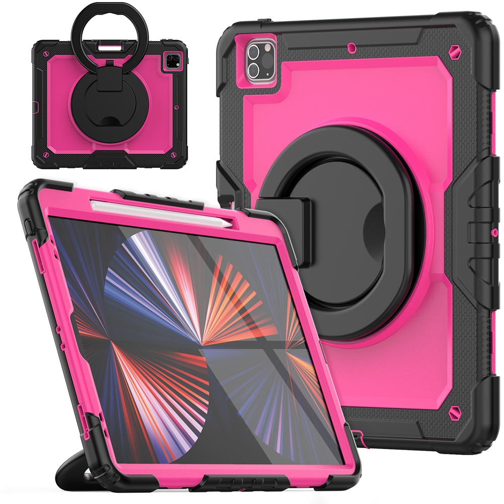 Voor apple ipad pro 12.9 inch a2378 a2229 a1876 case kids schokbestendige trekring schouderband standaard tablet hoes: 4 / Paars