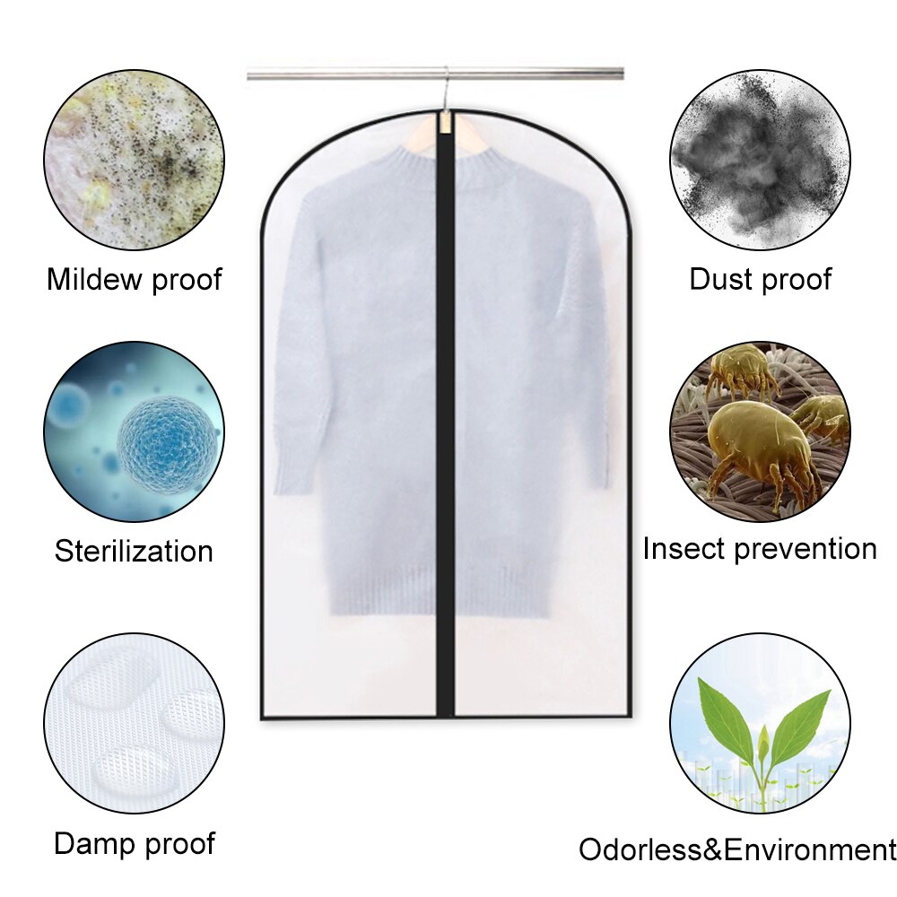 WaterProof Dust-proof Garment Protection Clothes Dress Suit Coat Dust Cover Storage Bag Case Organizer Wardrobe Hanging Clothing