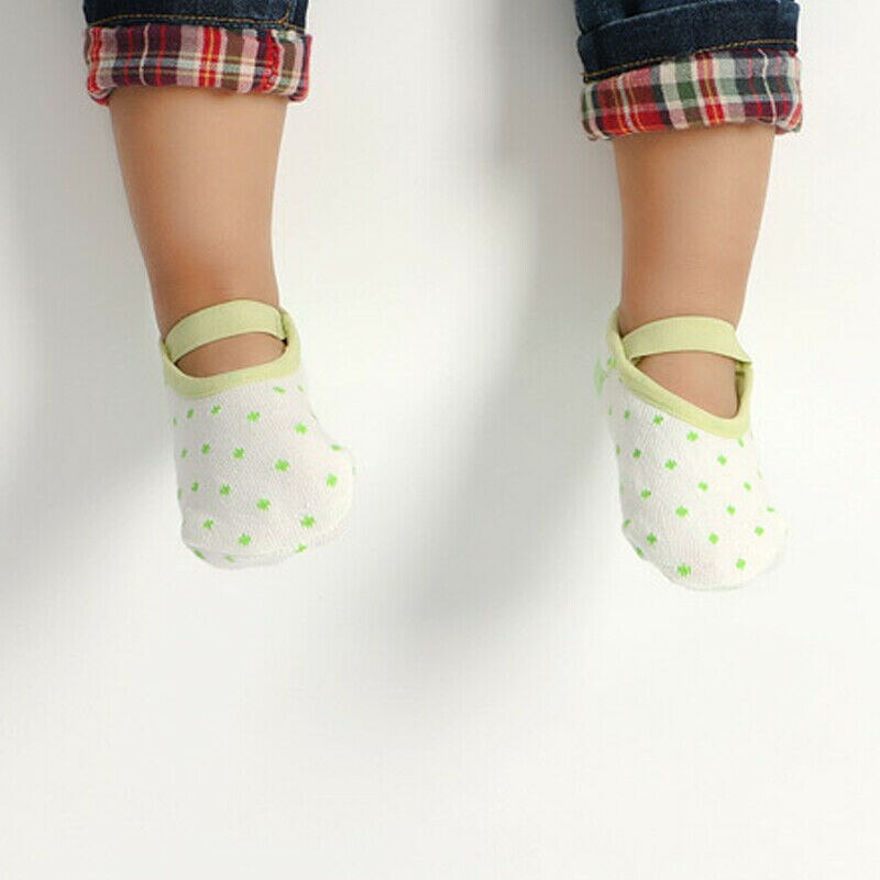 Baby Accessories Baby Girl Anti-slip Cotton Trim Socks Infant Toddler Newborn Elastic Band Dots Slipper Shoes Boots: Green