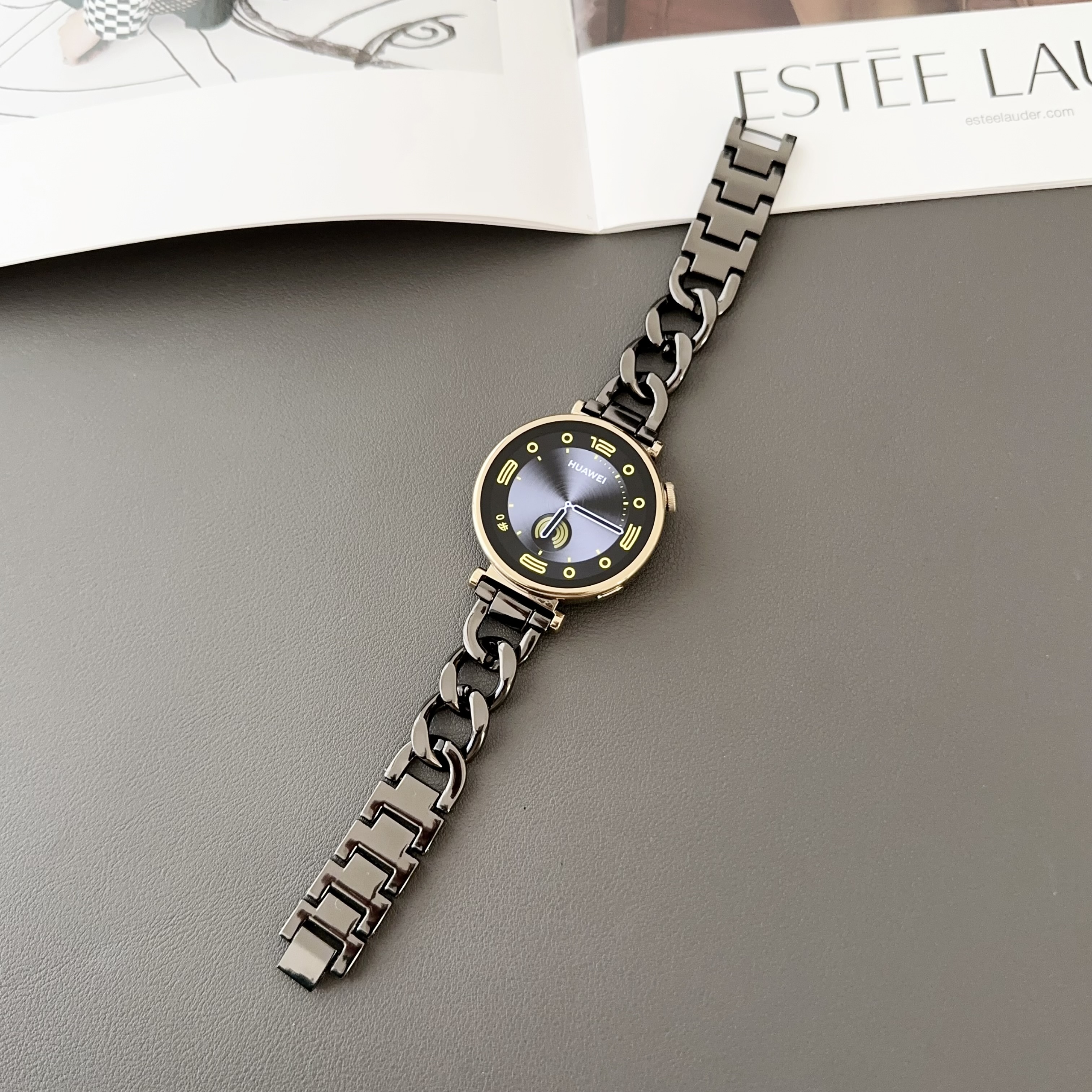 18mm roestvrijstalen bandjes voor huawei watch  gt 4 , 41mm metalen schakelarmbandjes voor garmin forerunner 265s , 255s/ venu 3s bandjes: Steenkoolzwart