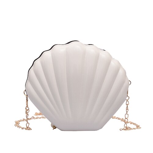 Shell Bags For Women Messenger Bag Luxury Crossbody Bag PVC Leather Mini Shoulder Chain Purse Handbags: White