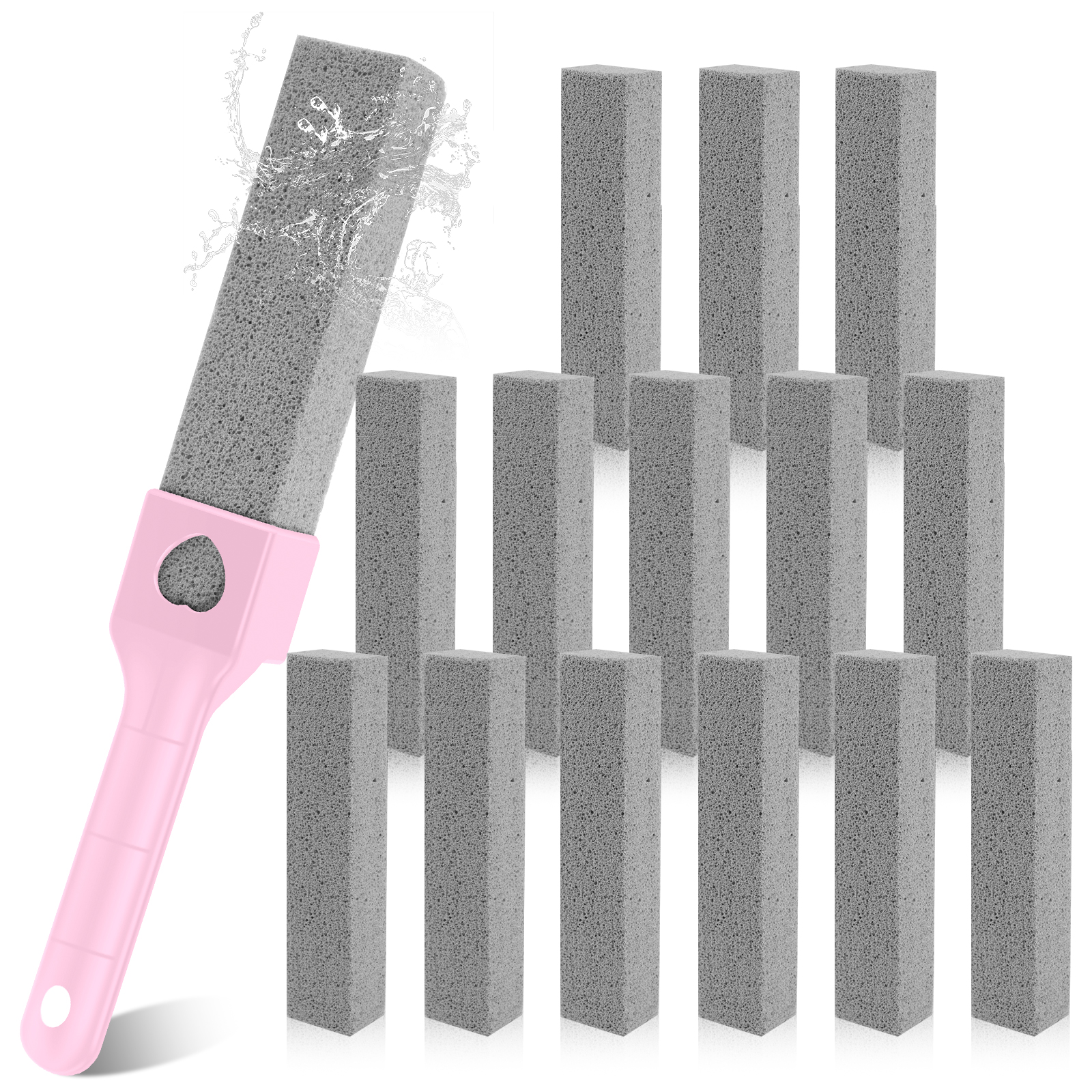 15Pcs Pumice Stone Cleaning Stick Removable Stone Toilet Bowl Cleaner with 1 Handle Bathroom Tile Sink Household Washing Tools: Blue