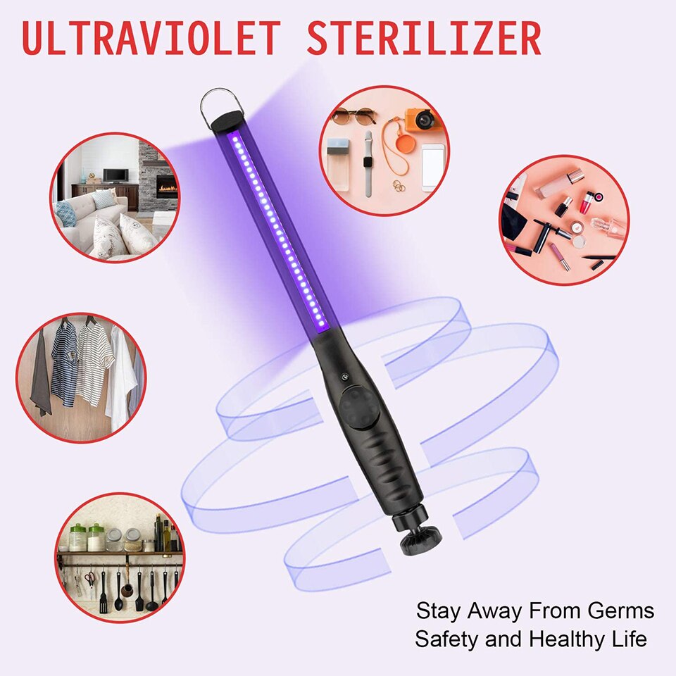 Portable Ultraviolet Lamp UV Sterilizer Light USB Rechargeable UVC Bactericidal Lamp Handheld Disinfection Germicidal Bulb 30LED