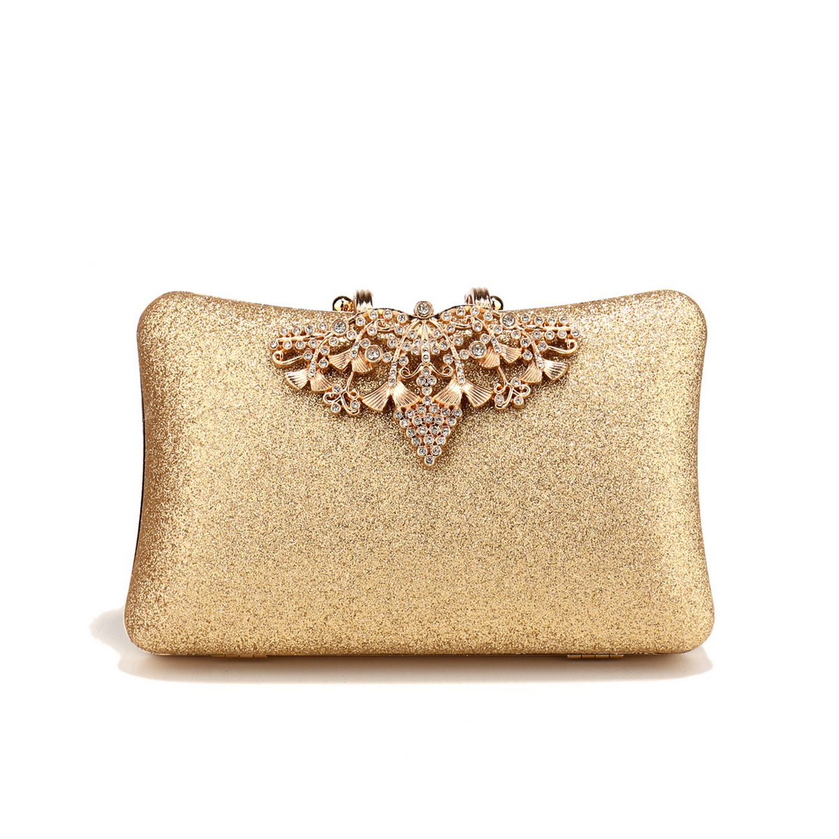 Gouden metalen ketting clutch diamanten lovertjes avondtassen glanzende casual glitter dameshandtassen zilveren clutch: Goud