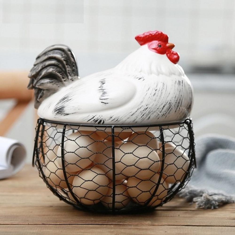 Egg Stand Ceramic Chicken Silk Egg Basket Fruit Basket Collection Ceramic Chicken Sprout Decoration Kitchen Storage