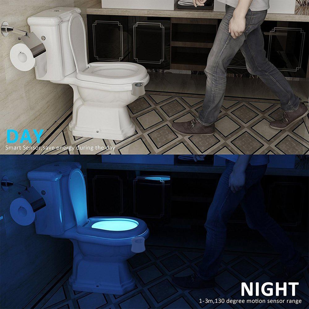 Lumière de LED intelligente pour siège de toilette 8 couleurs avec capteur de mouvement PIR Smart On/Off lampe de nuit à Induction infrarouge pour enfants lampe de sécurité