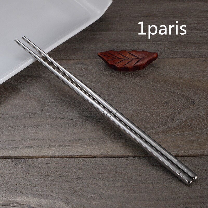 Non-slip Stainless Steel Chop Sticks Set Reusable chopstick holder Food sticks for sushi 1 Pairs Chinese Metal Chopsticks: 1pairs