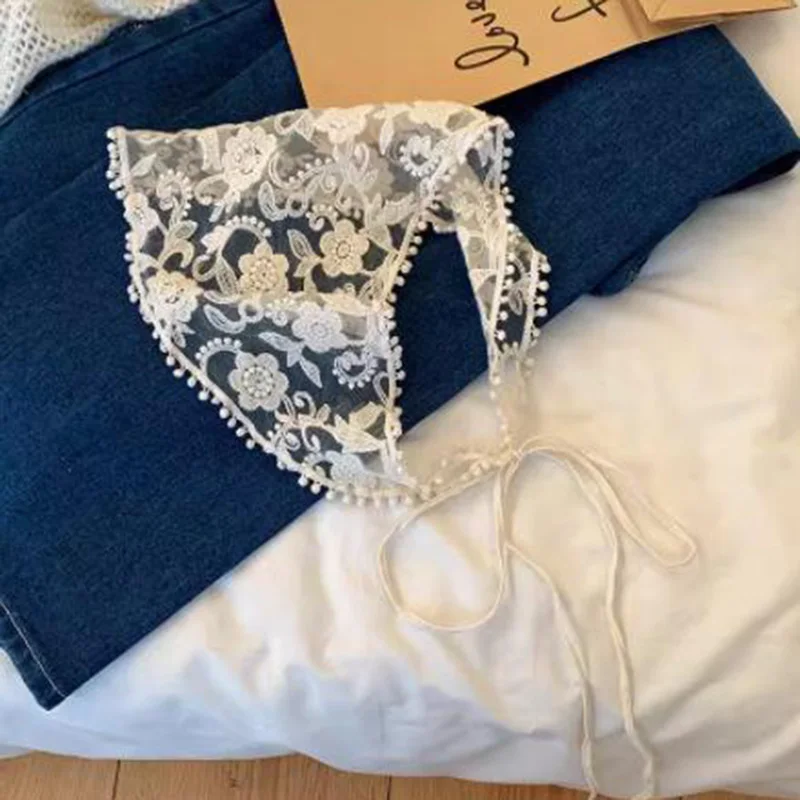 Blanc tissé dentelle florale cheveux écharpe enveloppes femmes rétro Triangle foulard chapeau voyage dentelle cheveux écharpe bandeau cheveux accessoires: YELLOW