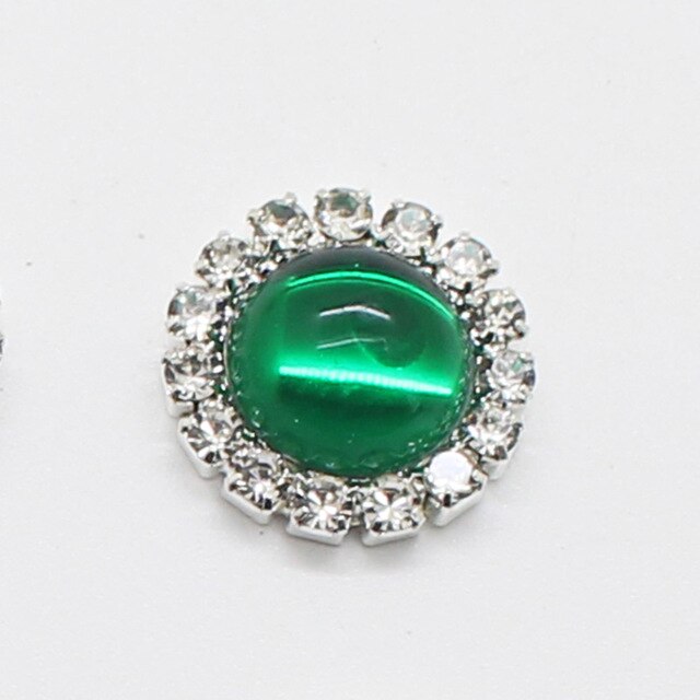 estilo, 10 Uds., cuentas brillantes de 15mm, accesorios redondos de joyería Diy, placa de diamantes de imitación, accesorios de ropa para invitación de boda: Plata