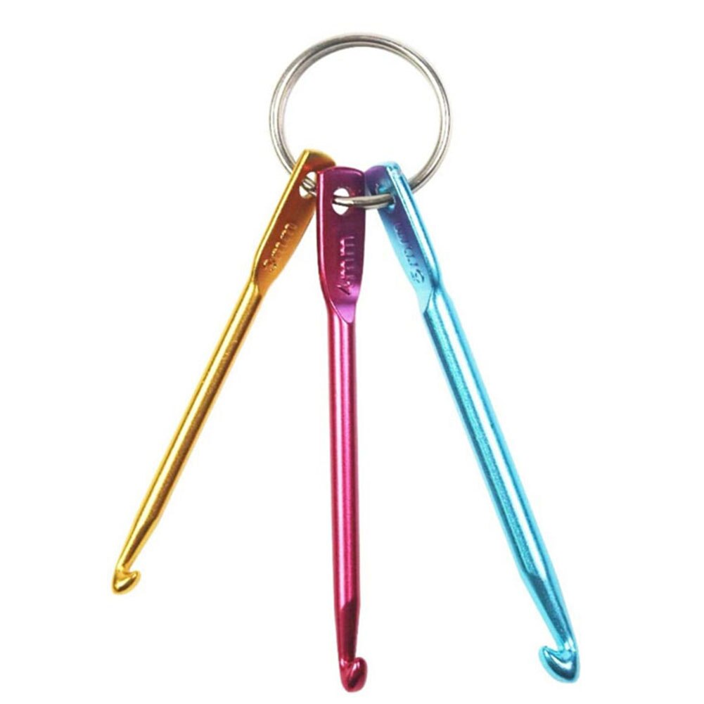 3 Maten In 1 Set Sleutelhanger Haken, Diy Multicolour Ambachten Breinaalden Mini Aluminium Haaknaald Sleutelhanger