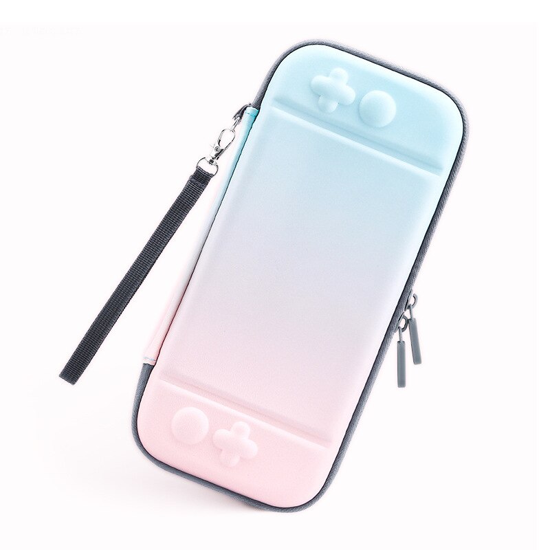 Tragbare, stoßfeste hartschalentasche für die nintendo switch lite spielkonsole – schutzhülle und aufbewahrungstasche: Blau rosa