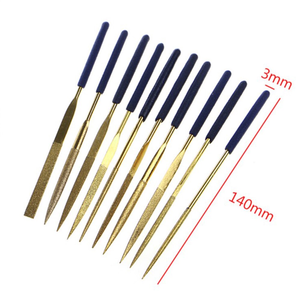 Diamond Mini Naald File Set Titanium Coated Houtbewerking Metal Polijsten Carving Slijpen Tool Keramische Ambachten Diy Hout Rasp Bestand