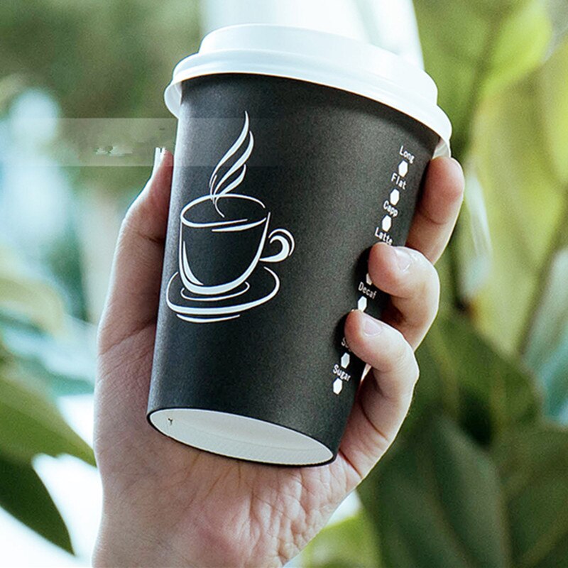 50 Stuks Wegwerp Drink Cup Party Gunsten Koffie Beker Melk Thee Glazen 250 Ml 400 Ml papier Cup Met Deksel