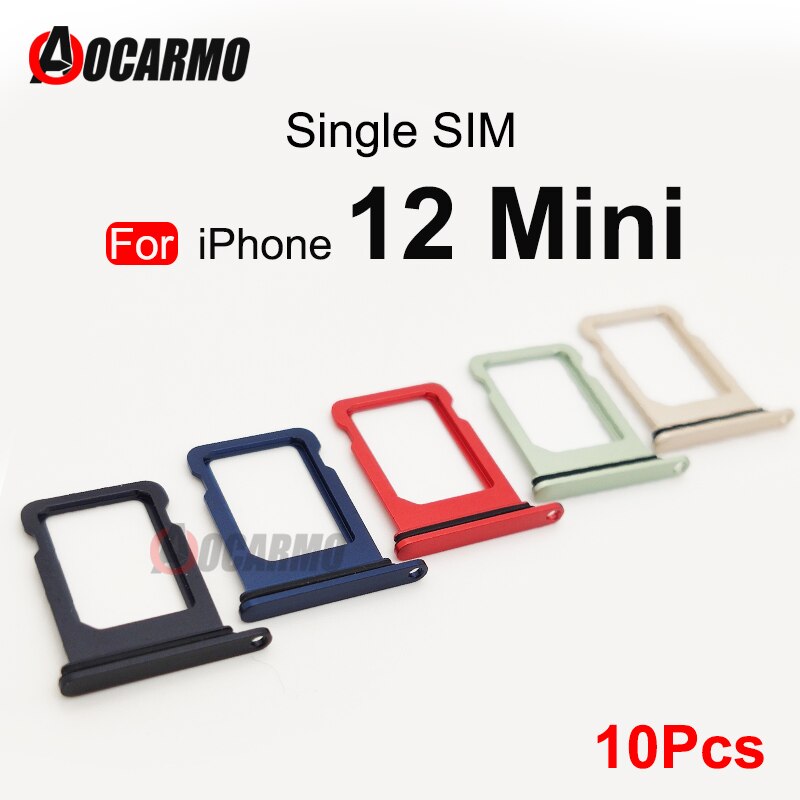 Aocarmo 10 sztuk/partia Sim taca uchwyt dla iPhone 12 mini mini gniazdo karty SIM taca uchwyt adapter gniazdo części zamienne