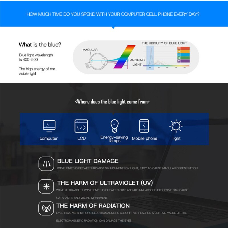 Titanium Alloy Rimless Anti Blue light Glasses Frame Male Female Goggles Ultra-light Radiation-resistant Computer Gaming Eyewear