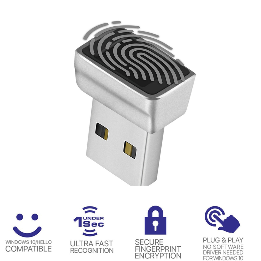 USB Fingerprint Reader Module for Windows 10 Hello, Biometric Scanner padlock for Laptops & PC