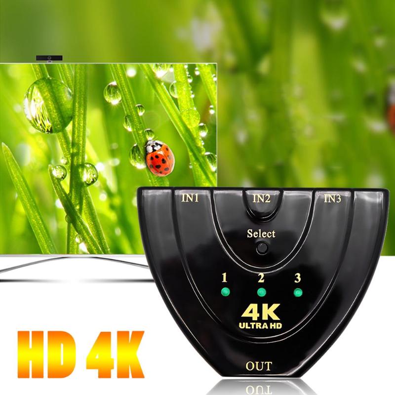 Mini 3 Port 4Kx2K HDMI Switcher 3 Input 1 Output Video Splitter Converter