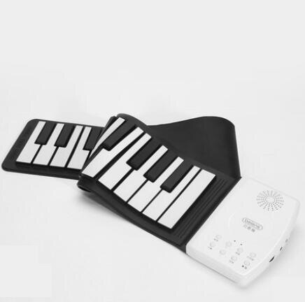 Beiens bærbare 49 nøkler digitalt tastatur opprullende piano silikon elektrisk håndpiano til låve leketøy musikkinstrumenter: Svart hvit-