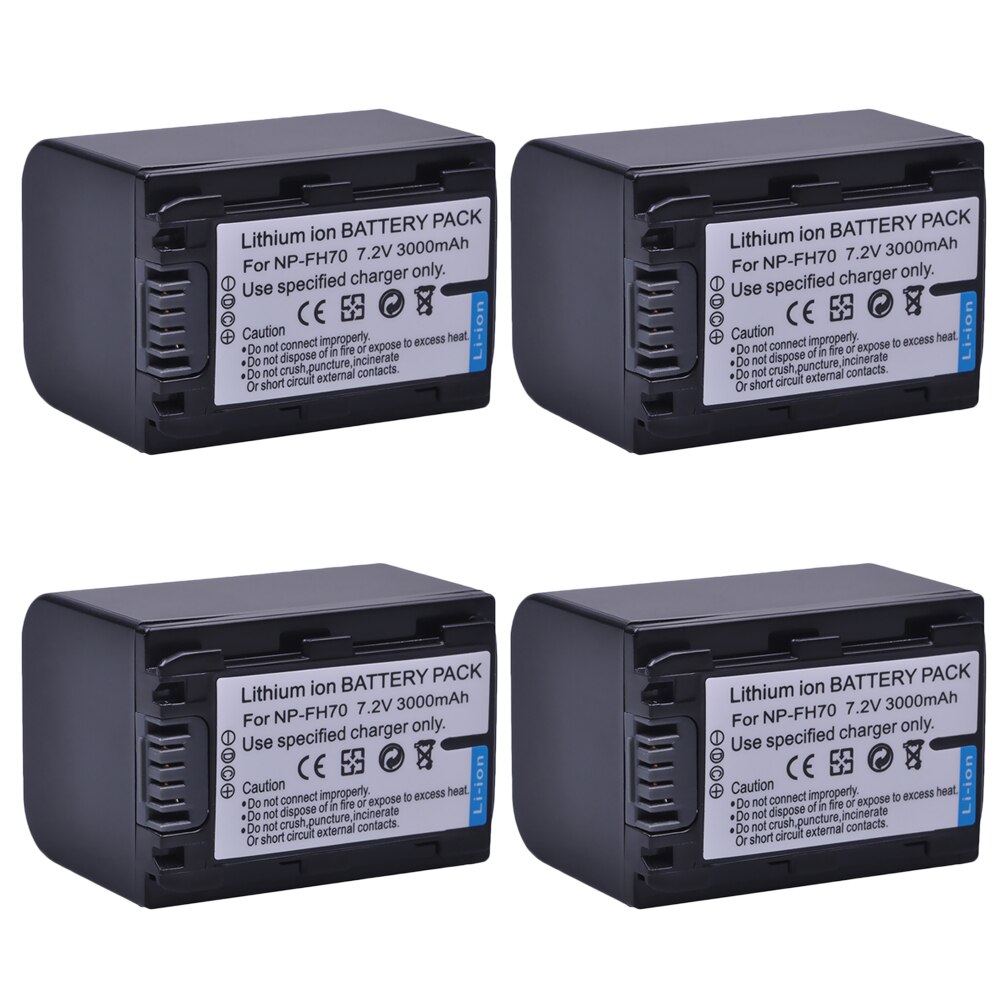 3000mAh NP FH70 NP-FH70 batería para Sony NP-FH30 NP-FH40 NP-FH60 NP-FH50... DCR DVD508 DVD408 DVD308 DVD105 HC28 SR300 SR200 SR82: 4x Battery