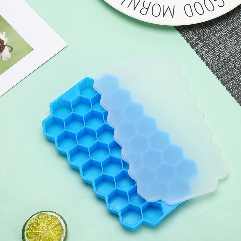 Ice Cube Maker Giant Jumbo Big Ice Tray Mold Honeycomb Ice Cube Trays With Removable Lids Easy-Release Square Tray Ice Cube Mold: 04