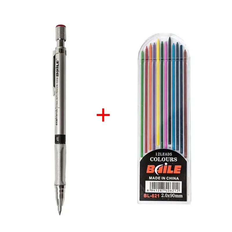 2,0 mm Druckbleistift-Set 2B, automatische Bleistifte mit farbigen/schwarzen Minenminen für Entwurfszeichnungen, Schreiben, Basteln, Kunstskizzen: Licht Grau