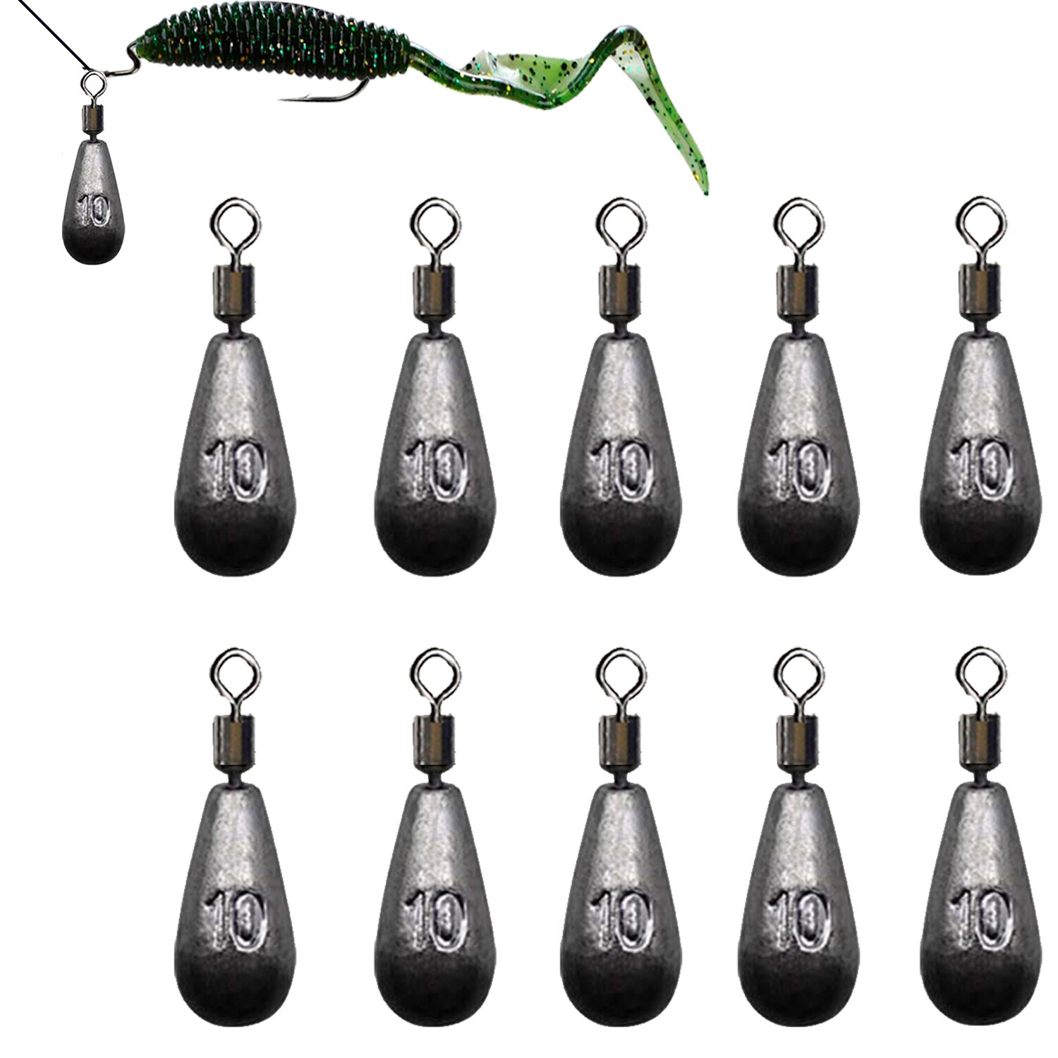 10 pz/lotto pesca peso platina 3.5g 5g 7g 10g 14g 20g pesi goccia d&#39;acqua attrezzatura da pesca accessori