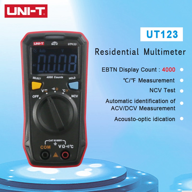 UNI-T UNIT UT123 Mini Digital Multimeter Auto Range Data Hold AC DC ...