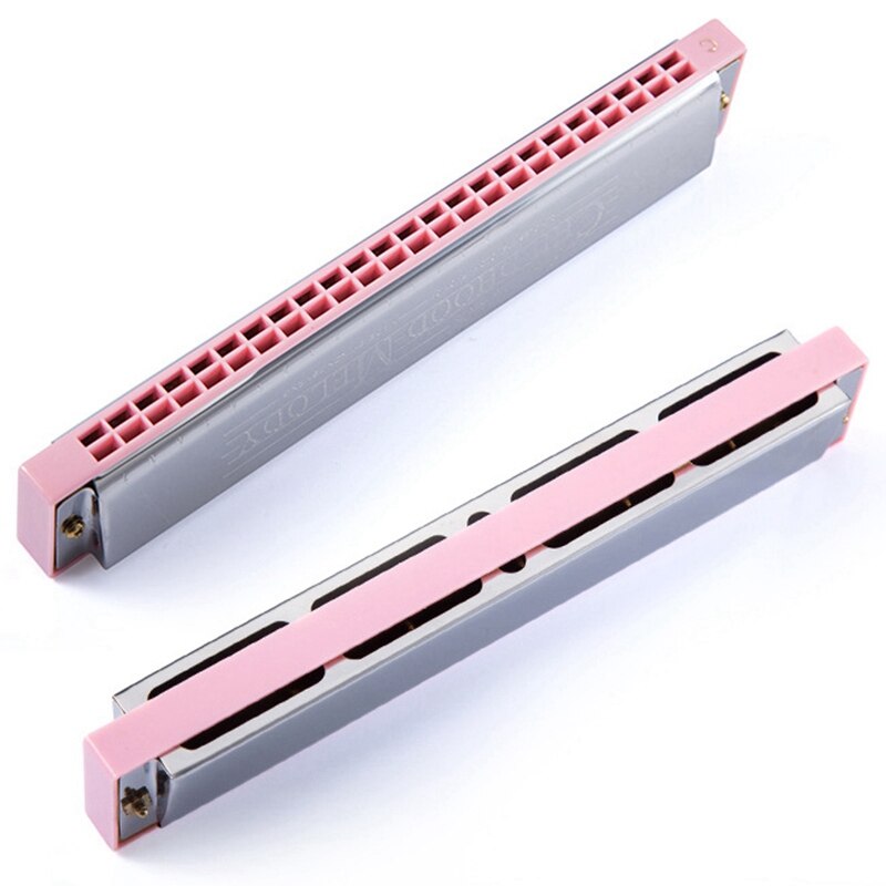 Harmonica 24 Holes Key Kleurrijke Harmonica Mond Piano Orgel Muziek Muziekinstrument Diatonische Harp (Roze)